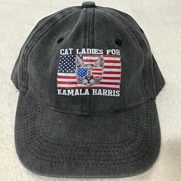 Cat Ladies for Kamala Patriotic Grey Cotton Adjustable Campaign Cap main image 6